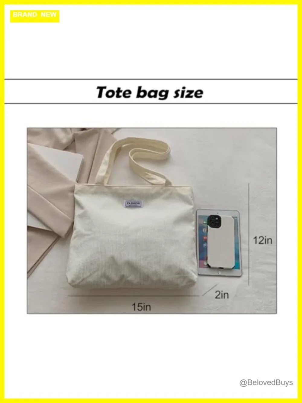 Corduroy Tote Bag for Women, Zipper Casual Handbag Large Capacity Shoulder Bag